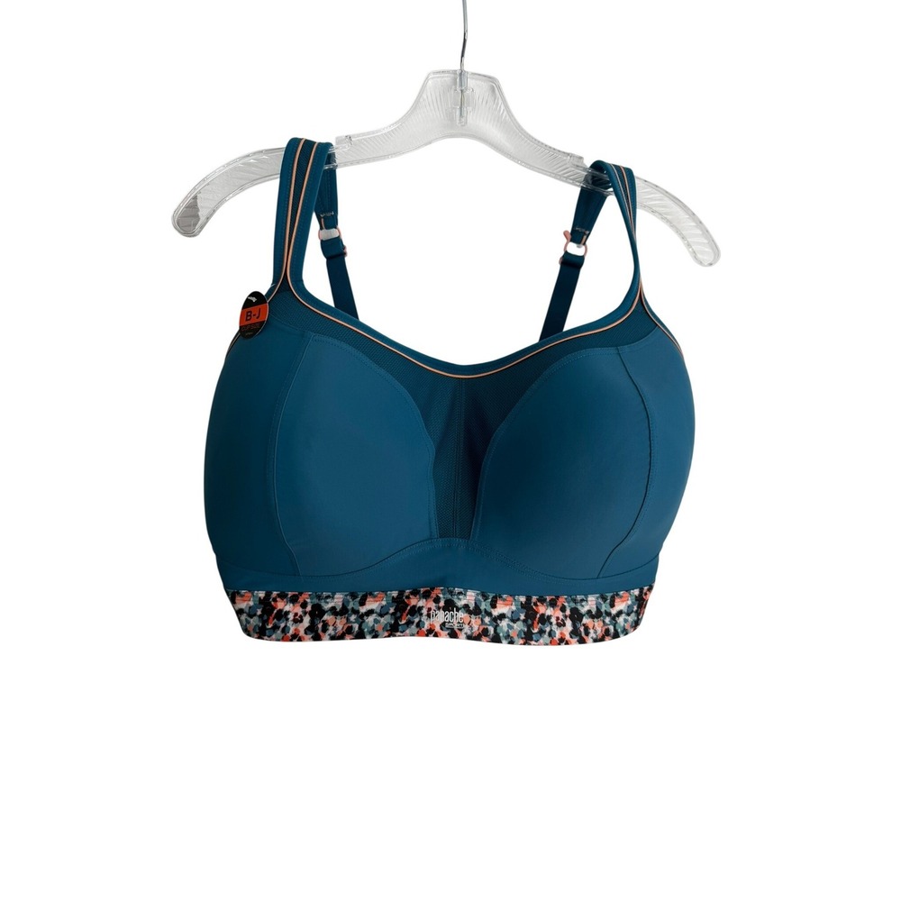 Panache Boundless Bra Teal Blue Print 36K Wireless High Impact 7341B, NWT